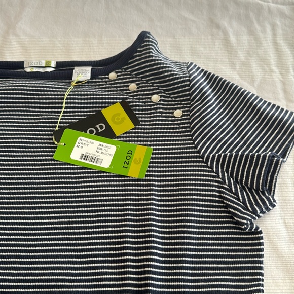 🏌️‍♀️🎾 NWT IZOD golf/tennis G-Flex SPF40 top blue white stripe M - Picture 5 of 11